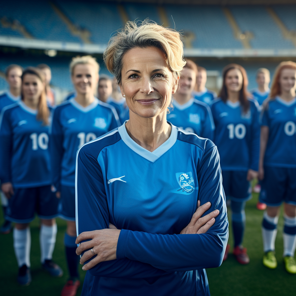 Group of Smiling Female Football Players