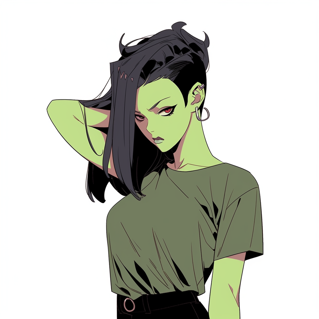 Cool female Frankenstein cartoon illustration