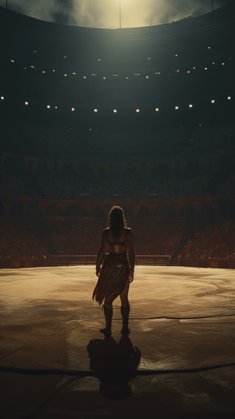 Female Gladiator Prisoner in Dramatic Arena