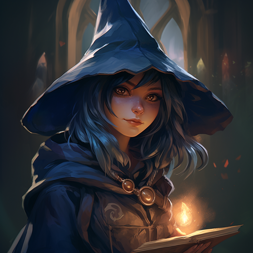 Female gnome mage with blue hair