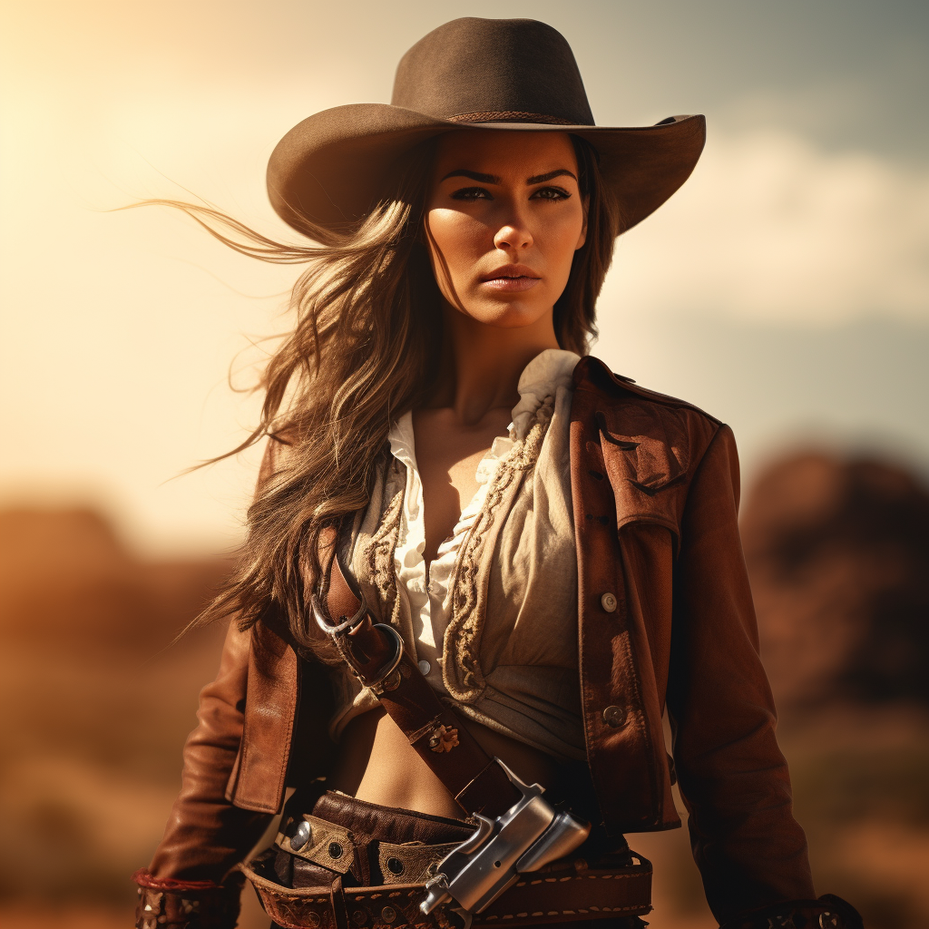 Female gunslinger in the wild west