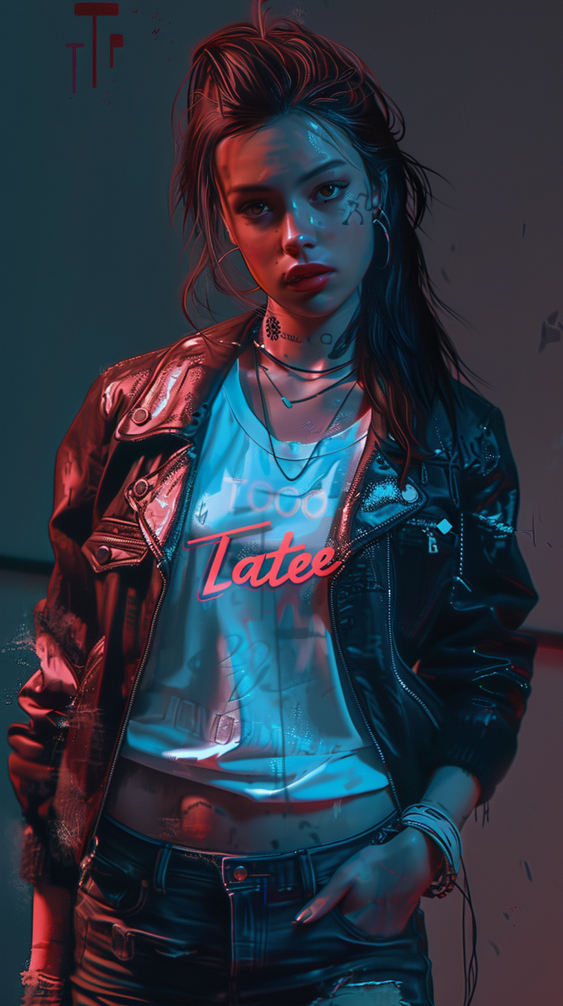 Female Hacker Cyberpunk Leather Jacket Illustration