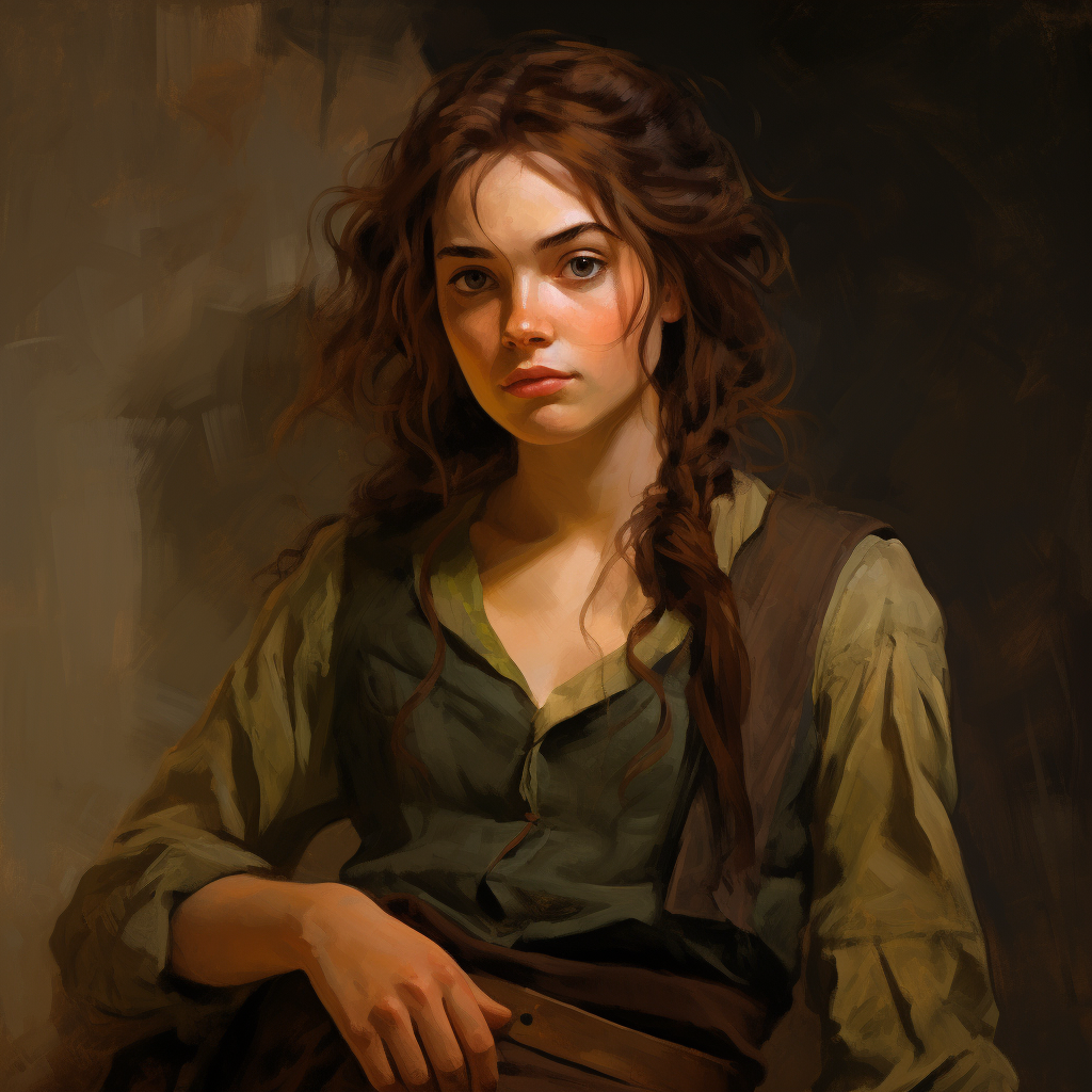 Beautiful female hobbit in Alvaro Tapia style