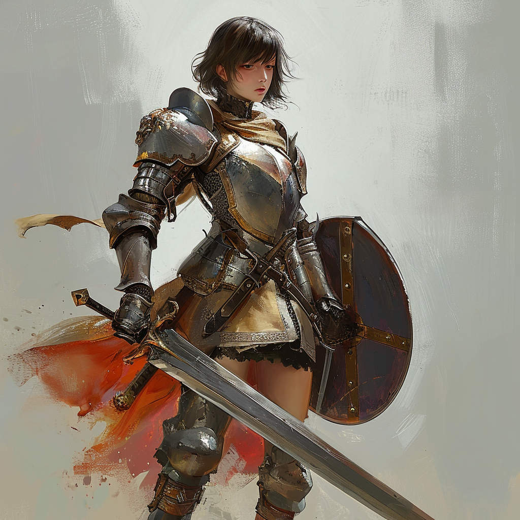 Female Knight with Longsword and Shield