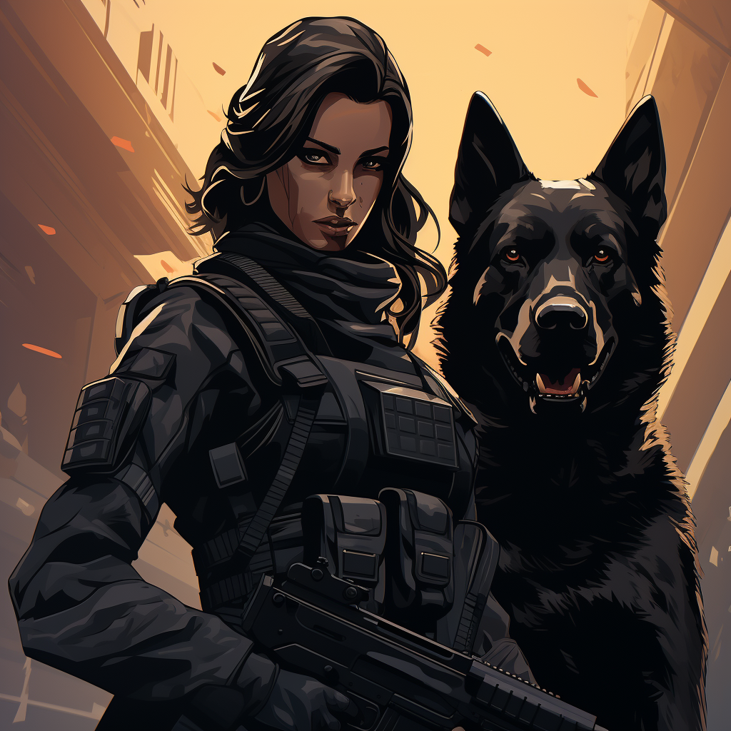 Female K9 Handler in Tactical Gear