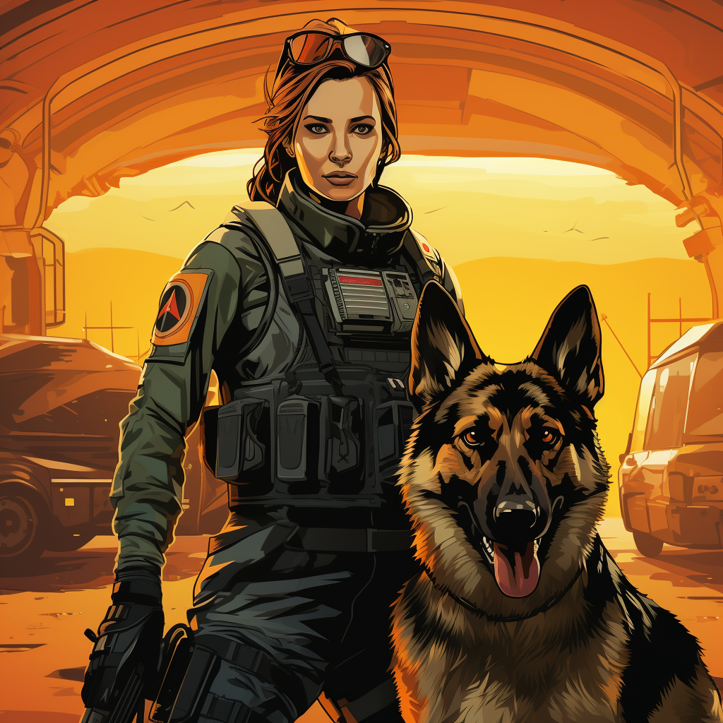 Female K9 Handler with German Shepherd in Tactical Gear