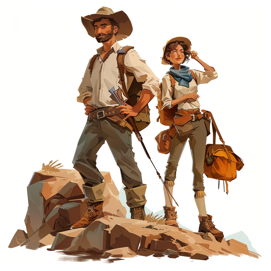 Female male tourism guides illustration