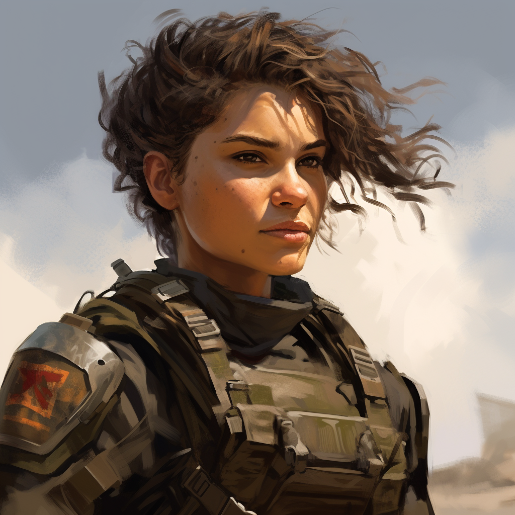 Female marine in combat armor