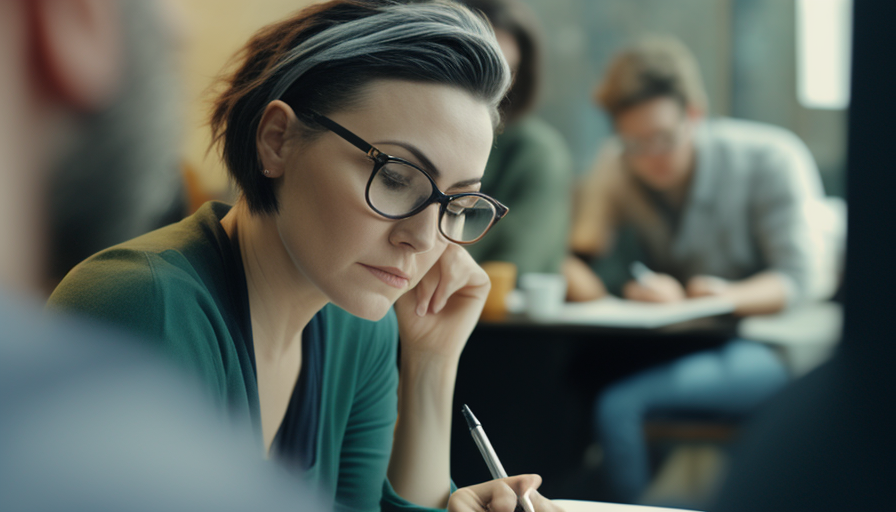 Female Marketer Writing in Meeting