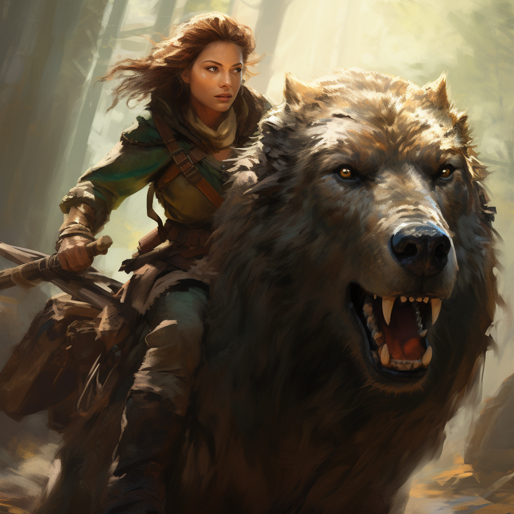 Female Middle Earth Ranger on Warg