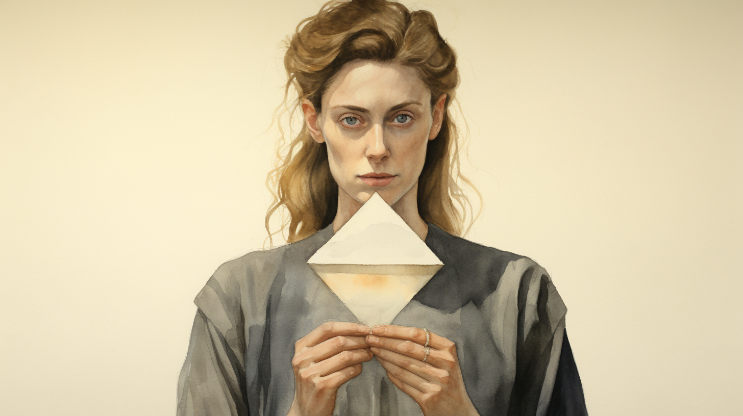 Painting of female philosopher with triangle