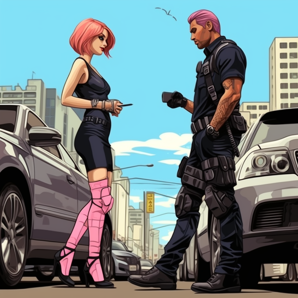 Female with Pink Hair in Black Dress and Jordan 4 Retro Shoes