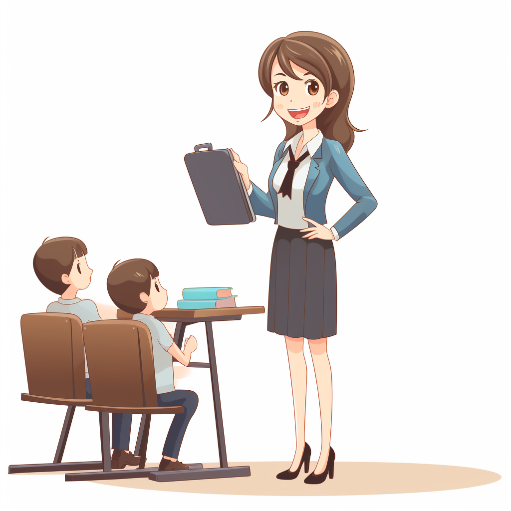 Female professor teaching in animated style