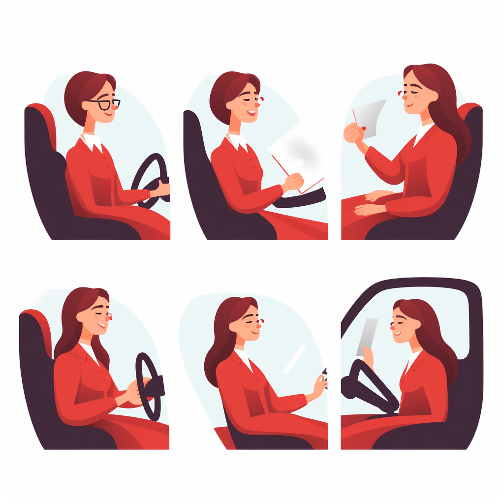 Woman in Red Blouse Inside Car