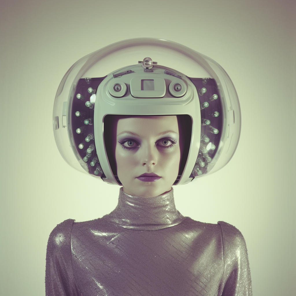 Old Photograph of Female Robot with Glass Dome