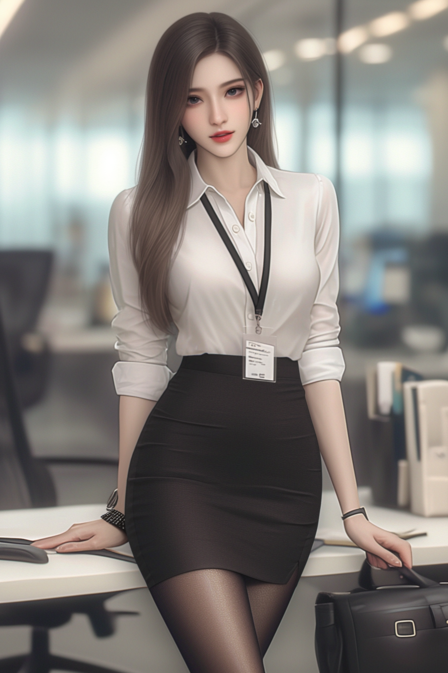 Female Secretary Model Ponytail Brown