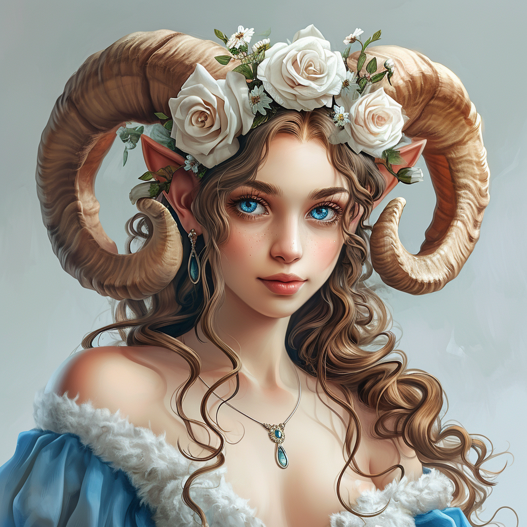 Female Sheep Satyr with Human Face