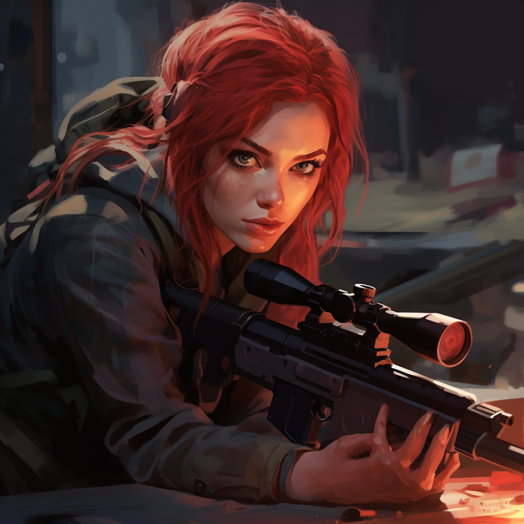 Image of a Female Sniper with Red Hair