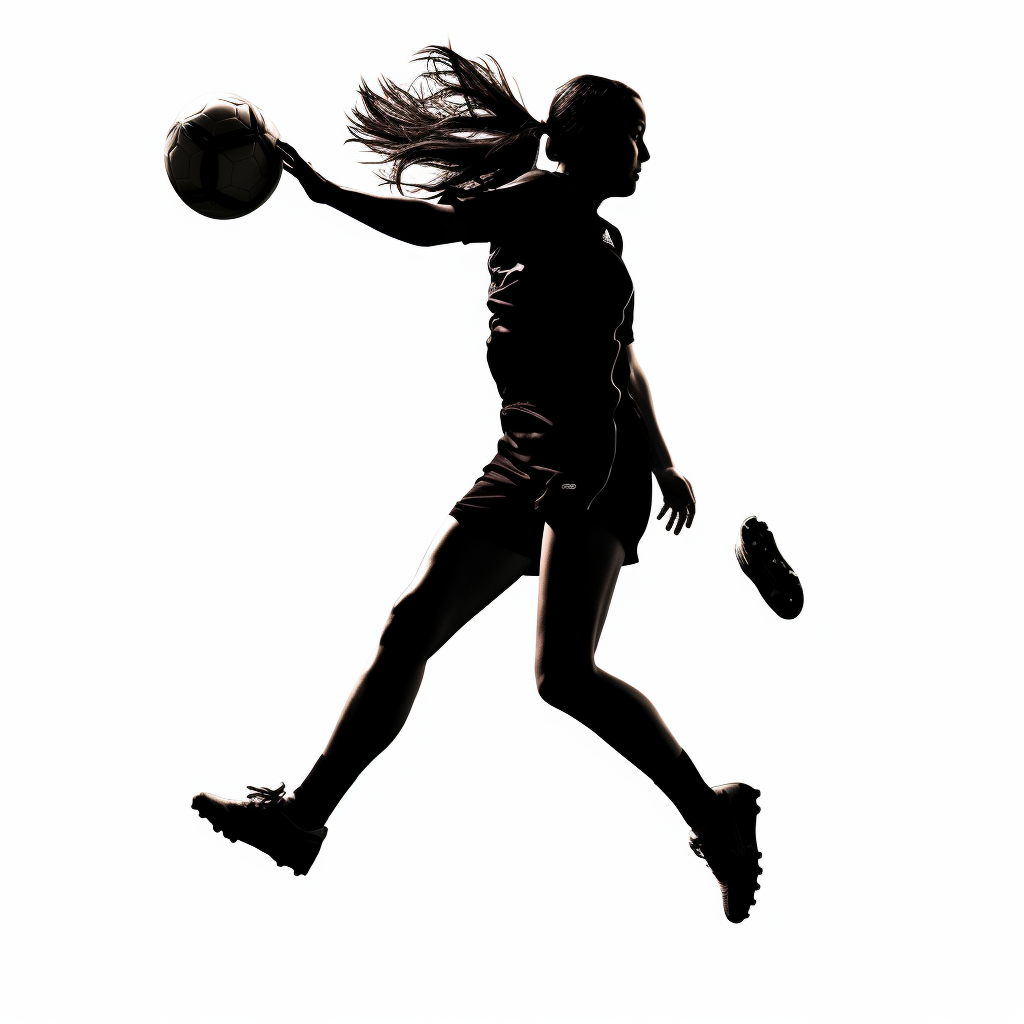 Silhouette of female soccer player performing bicycle kick