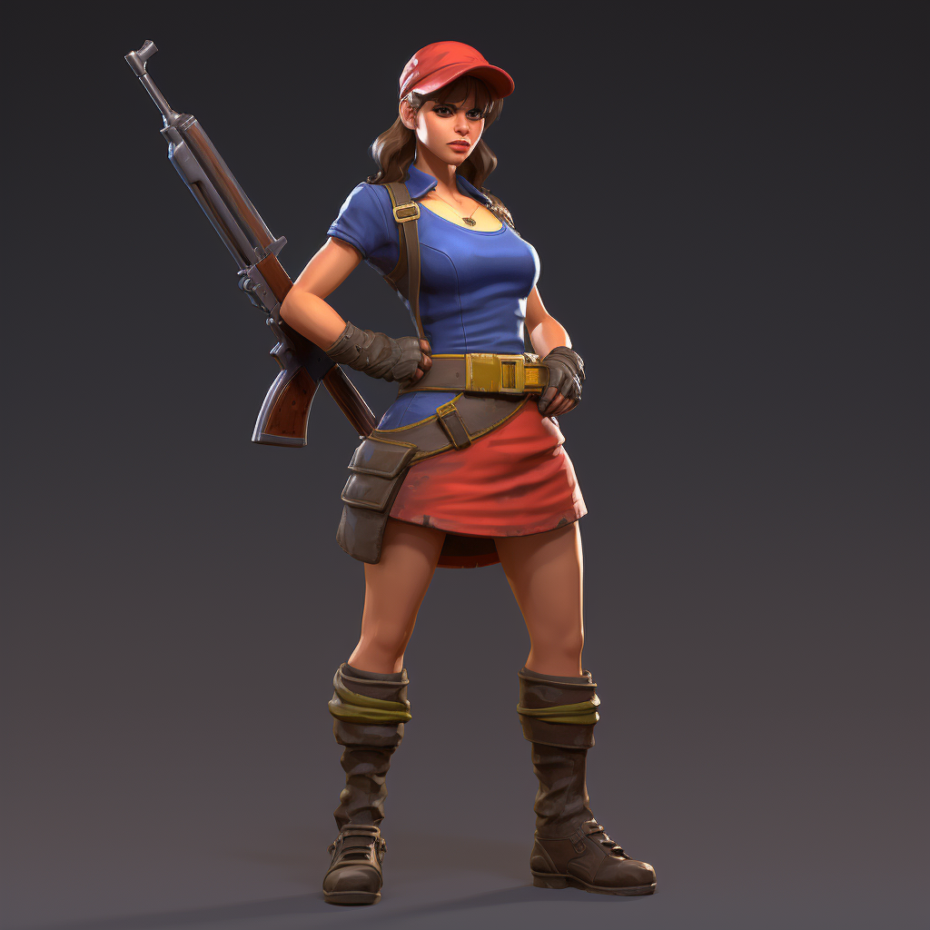 Stylized female soldier with shotgun