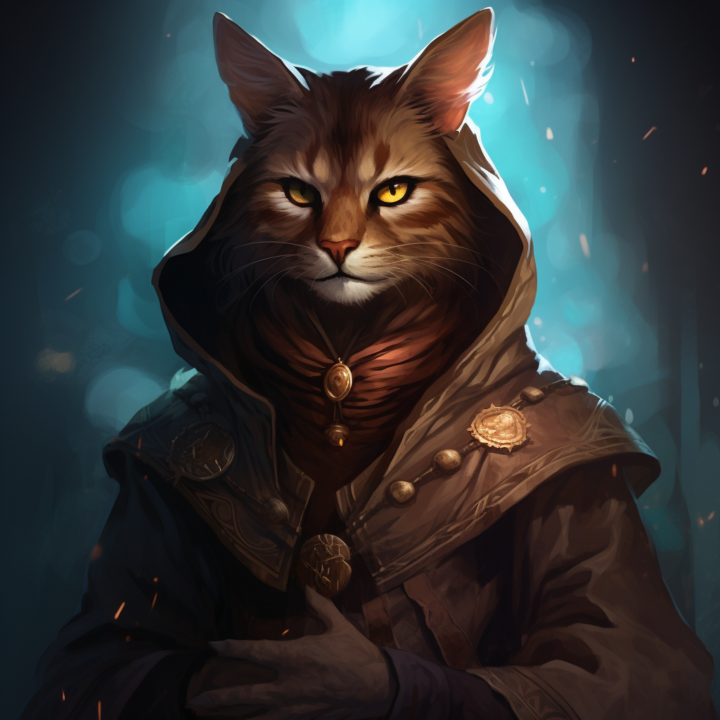 Artistic depiction of female tabaxi warlock