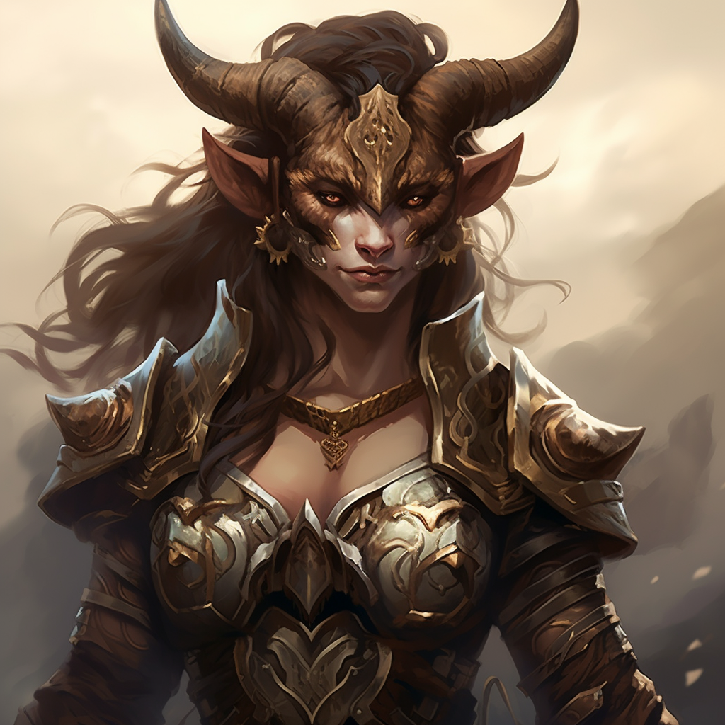 Female Tauren Minotaur wearing leather armor