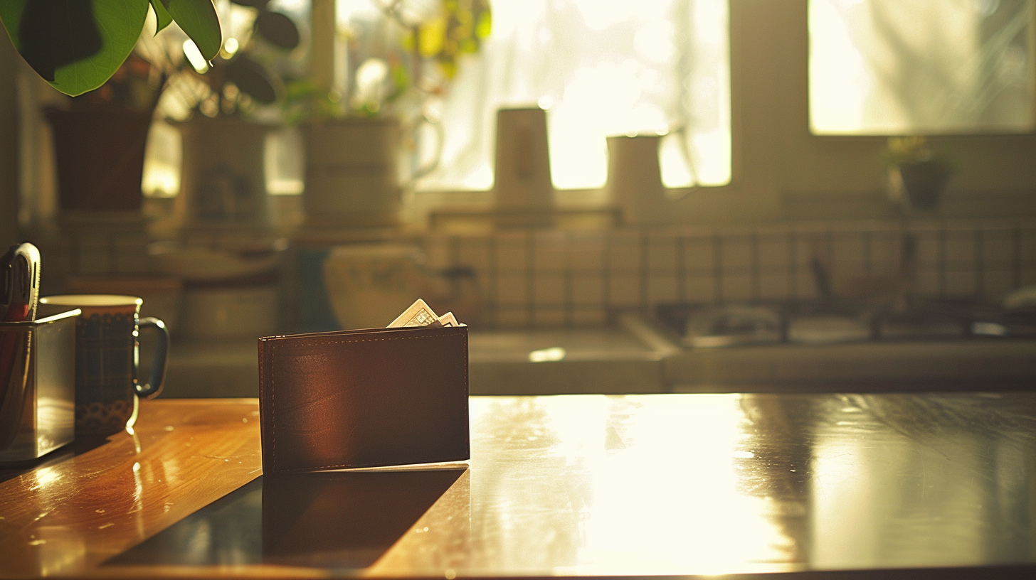 Female Wallet on Kitchen Table