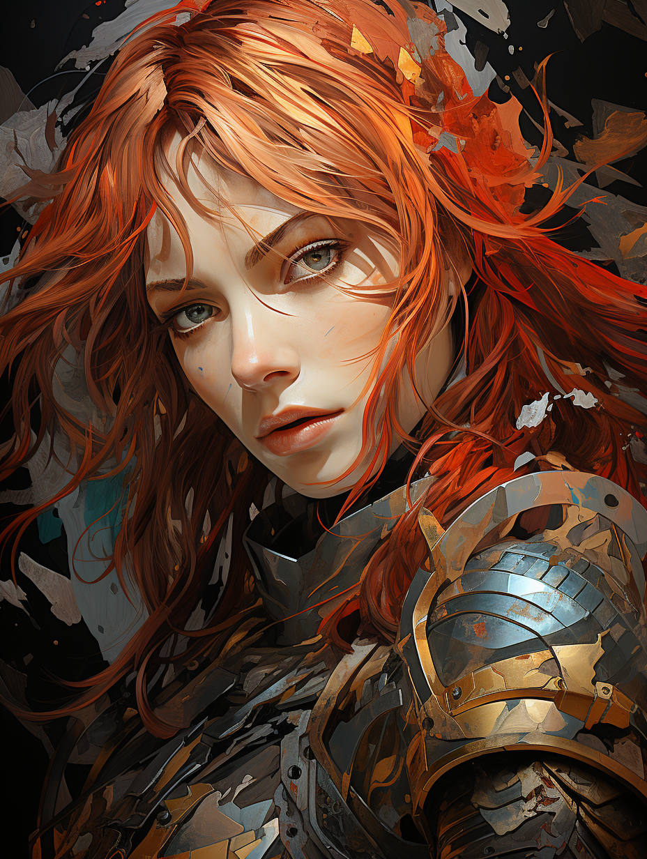 Dark fantasy painting of a female warrior, Red Sonja