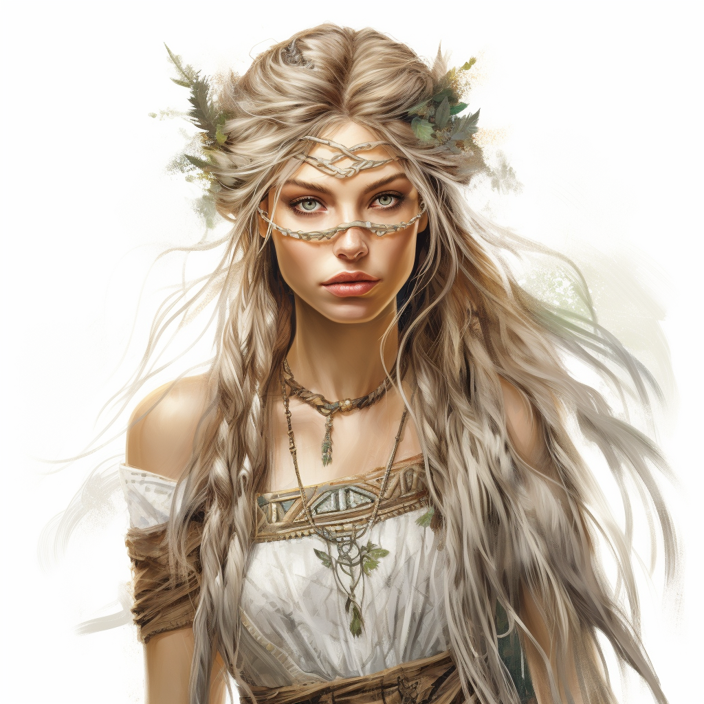 Ageless female wood elf with braided hair