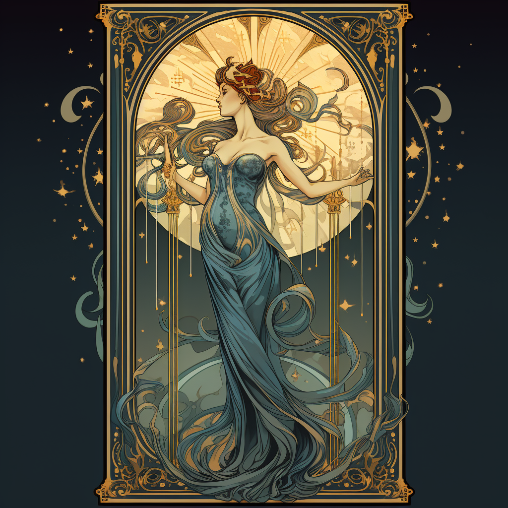 Female Figure in Art Nouveau Tarot Card