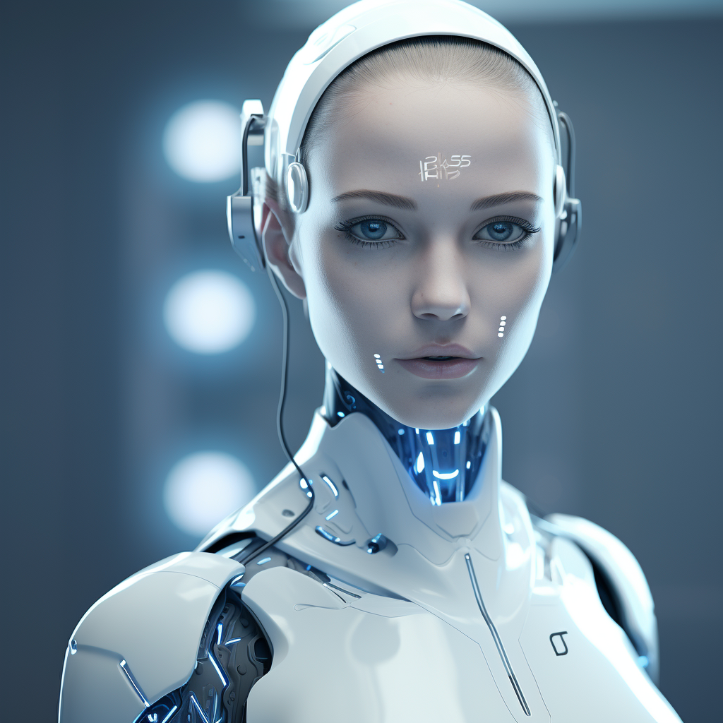 Female futuristic AI interface avatar