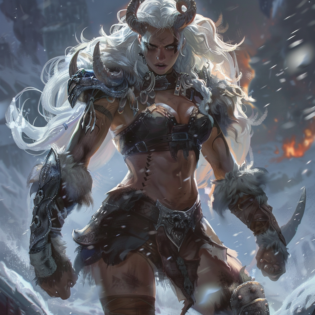 Fantasy warrior with horns and fur