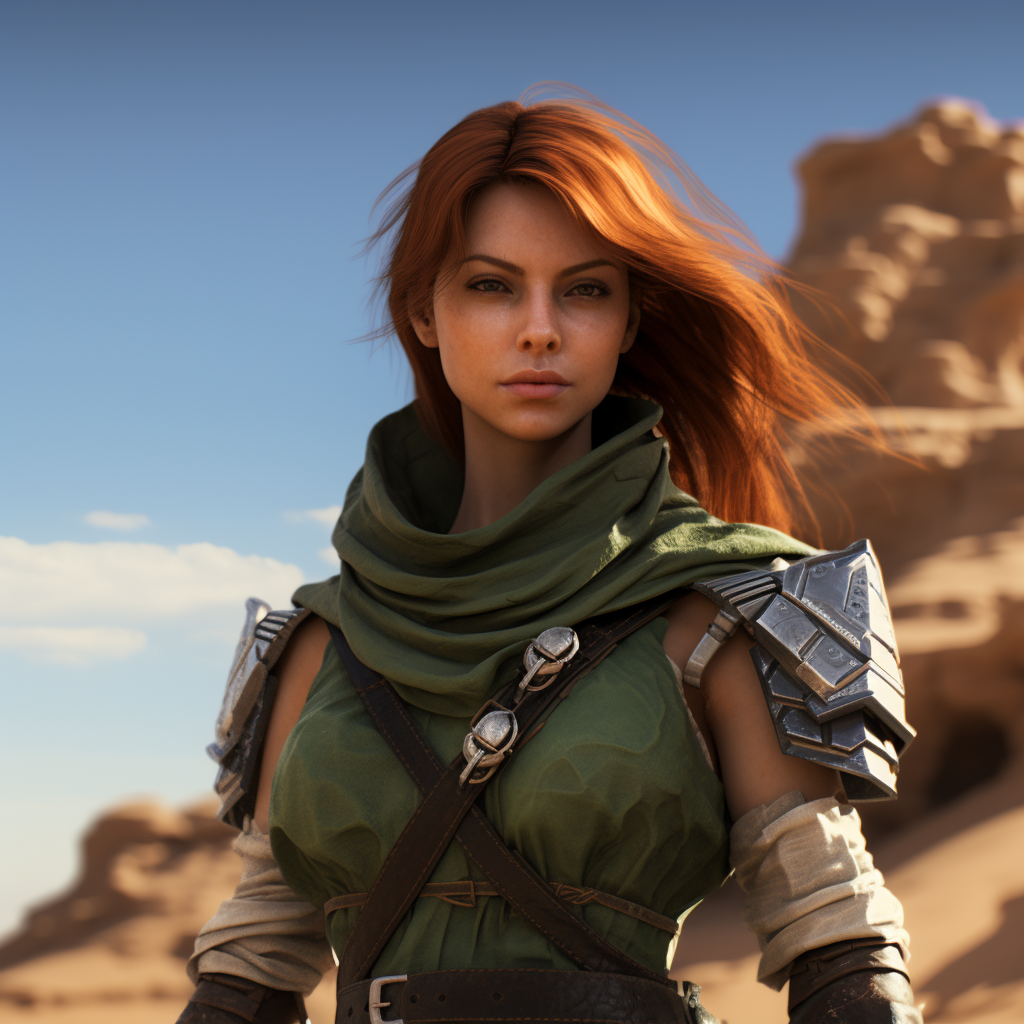 Female hero in desert setting