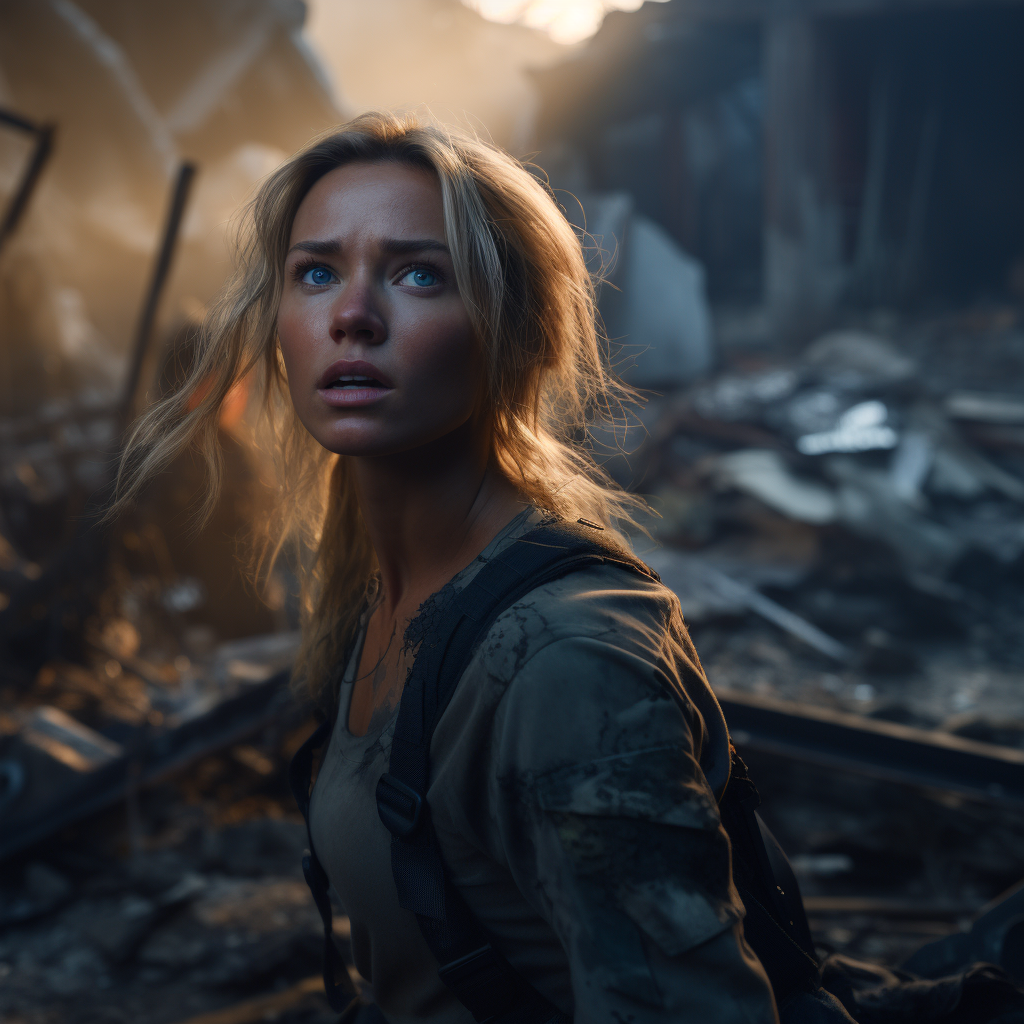 Fearless Female Marine in Rubble