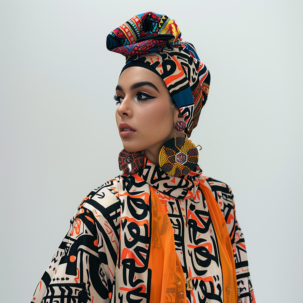 Female model wearing Arabic fashion dress