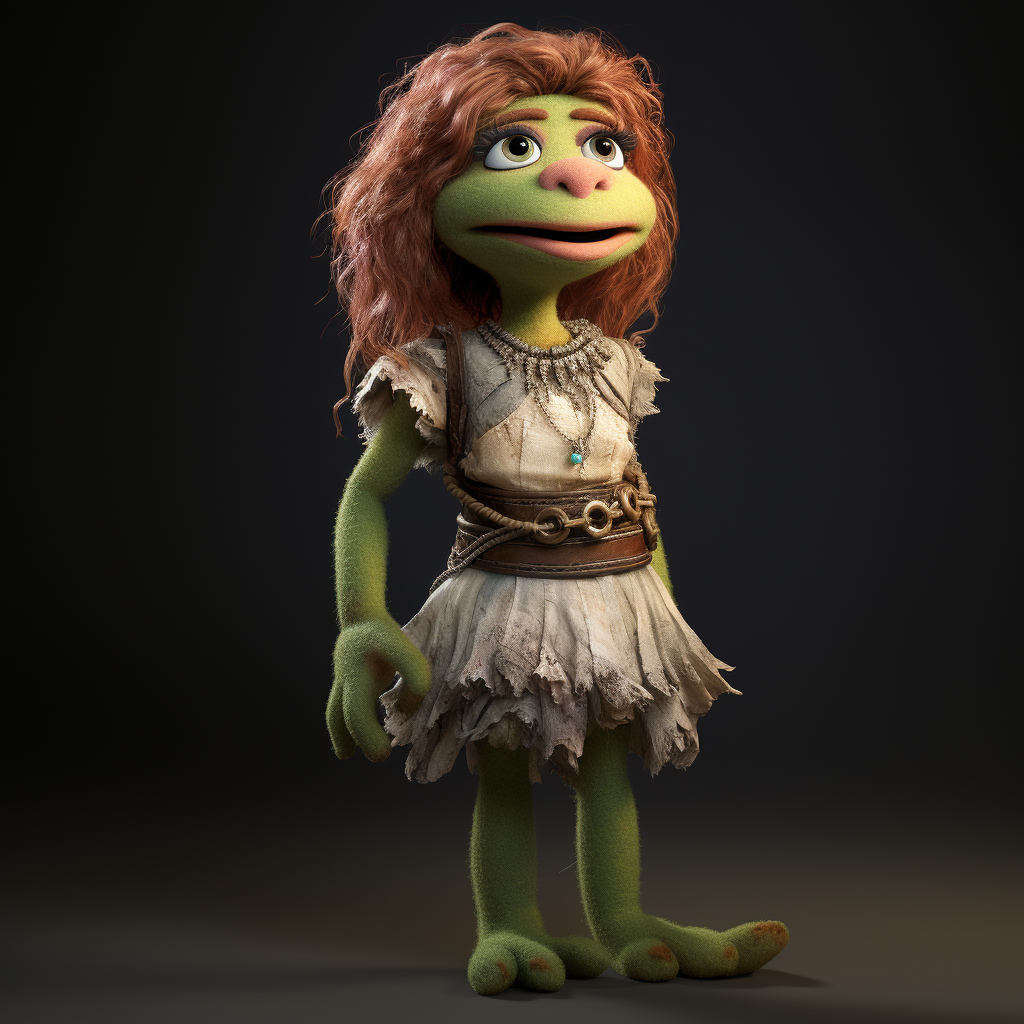 Female newscaster muppet puppet