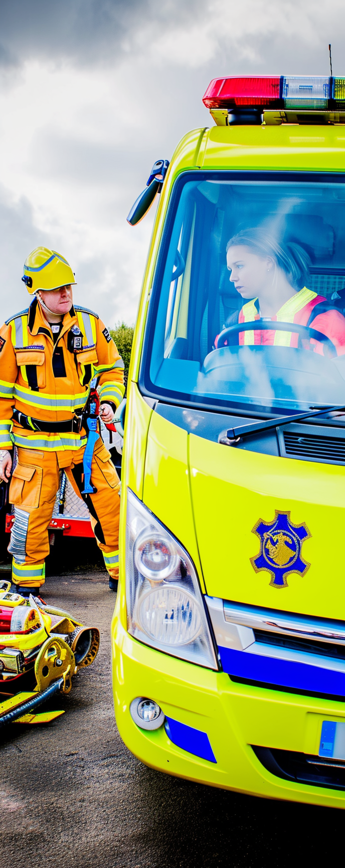 Portrait of a female rescue service taking a quick break