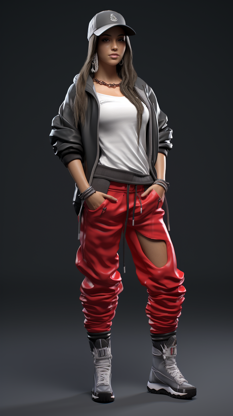 Fashionable female streetballer outfit