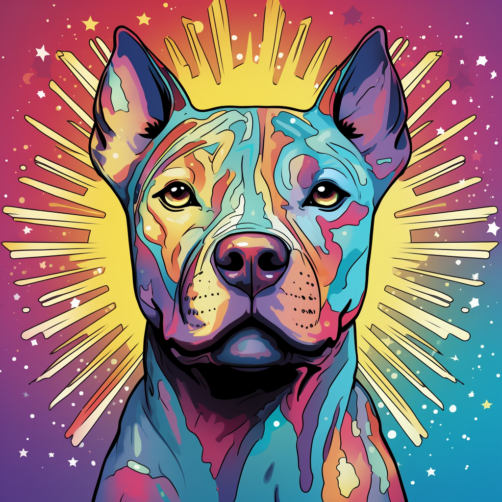 Tan Pitbull Dog with Halo Pop Art