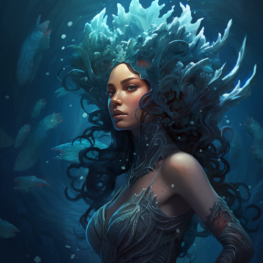 Beautiful female triton illustration artwork