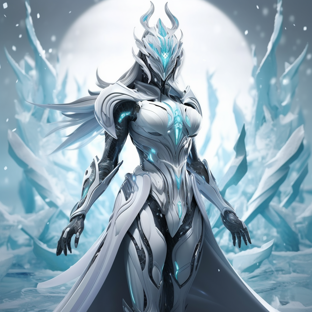 Beautiful female warframe with ice theme