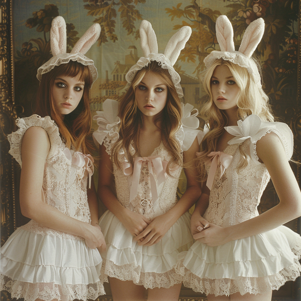 Cute females in bunny costumes