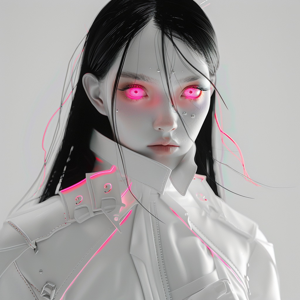 Feminine Loki with neon pink eyes