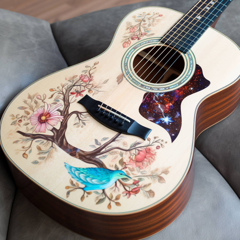 Feminine painting on Taylor guitar