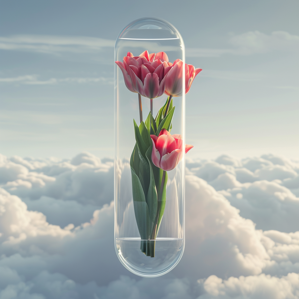 Tulips in Glass Vase