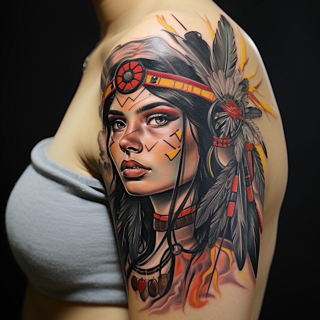 Beautiful Woman Warrior Tattoo Portrait