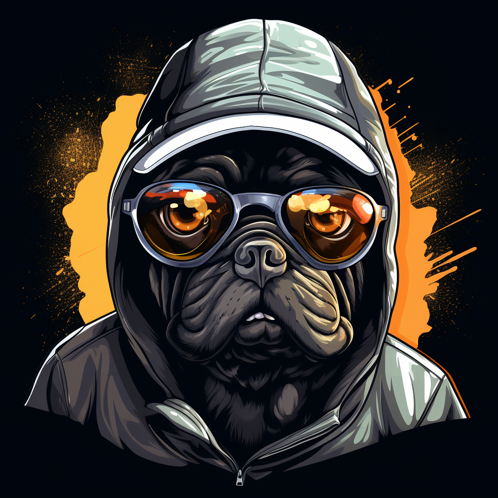 Ferocious gangster pug illustration