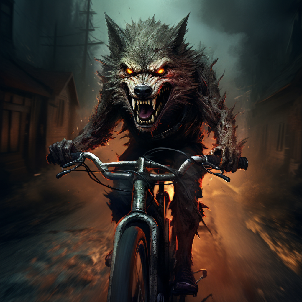 Wolf riding road bike