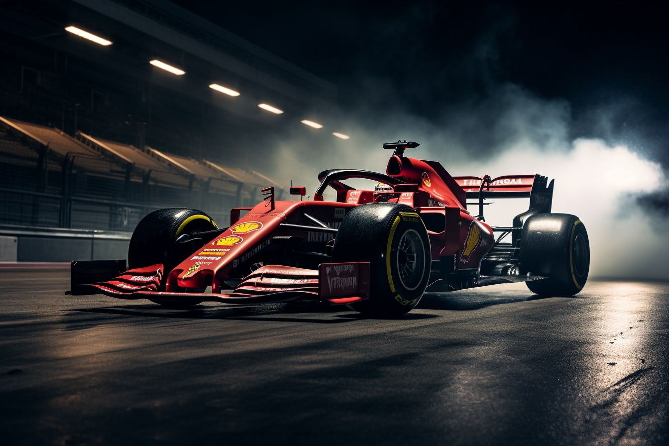 Ferrari F1 car with Lewis Hamilton and Charles Leclerc