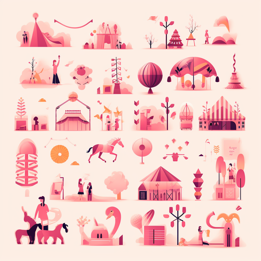 Festive icons in pink tones